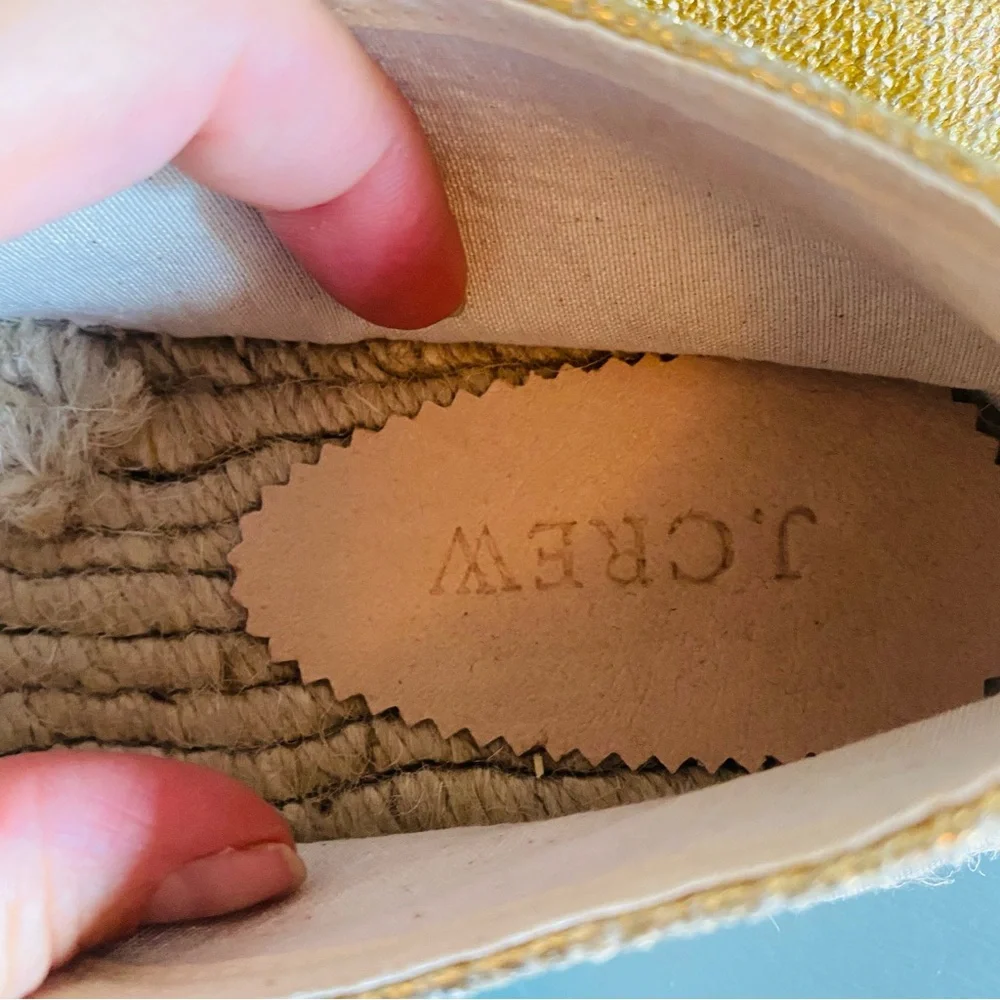 J. Crew Made-in-Spain espadrille Flats in Gold Metallic Canvas
